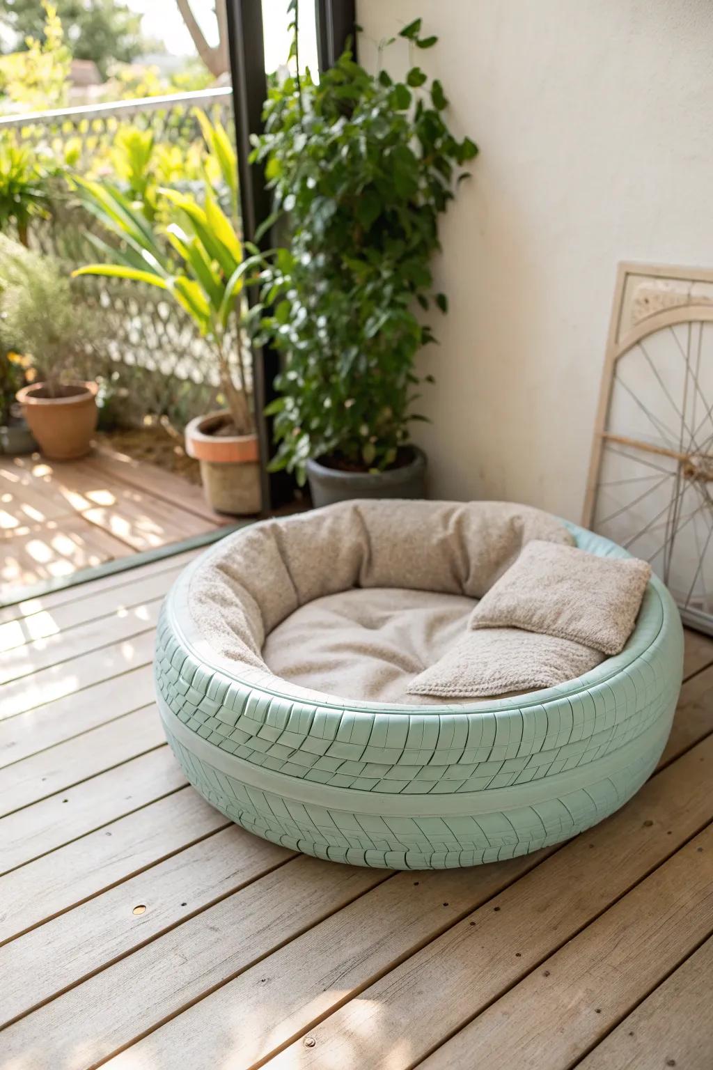 Transform old into chic with this delightful DIY tire dog bed – where simplicity meets comfort!