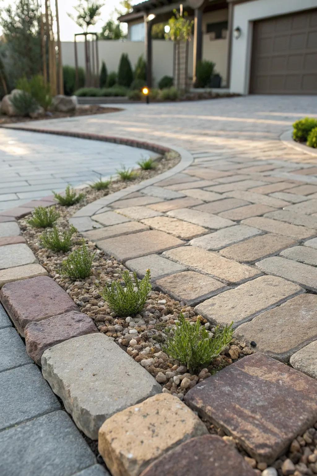 Elevate your driveway aesthetics with eco-friendly permeable pavers.