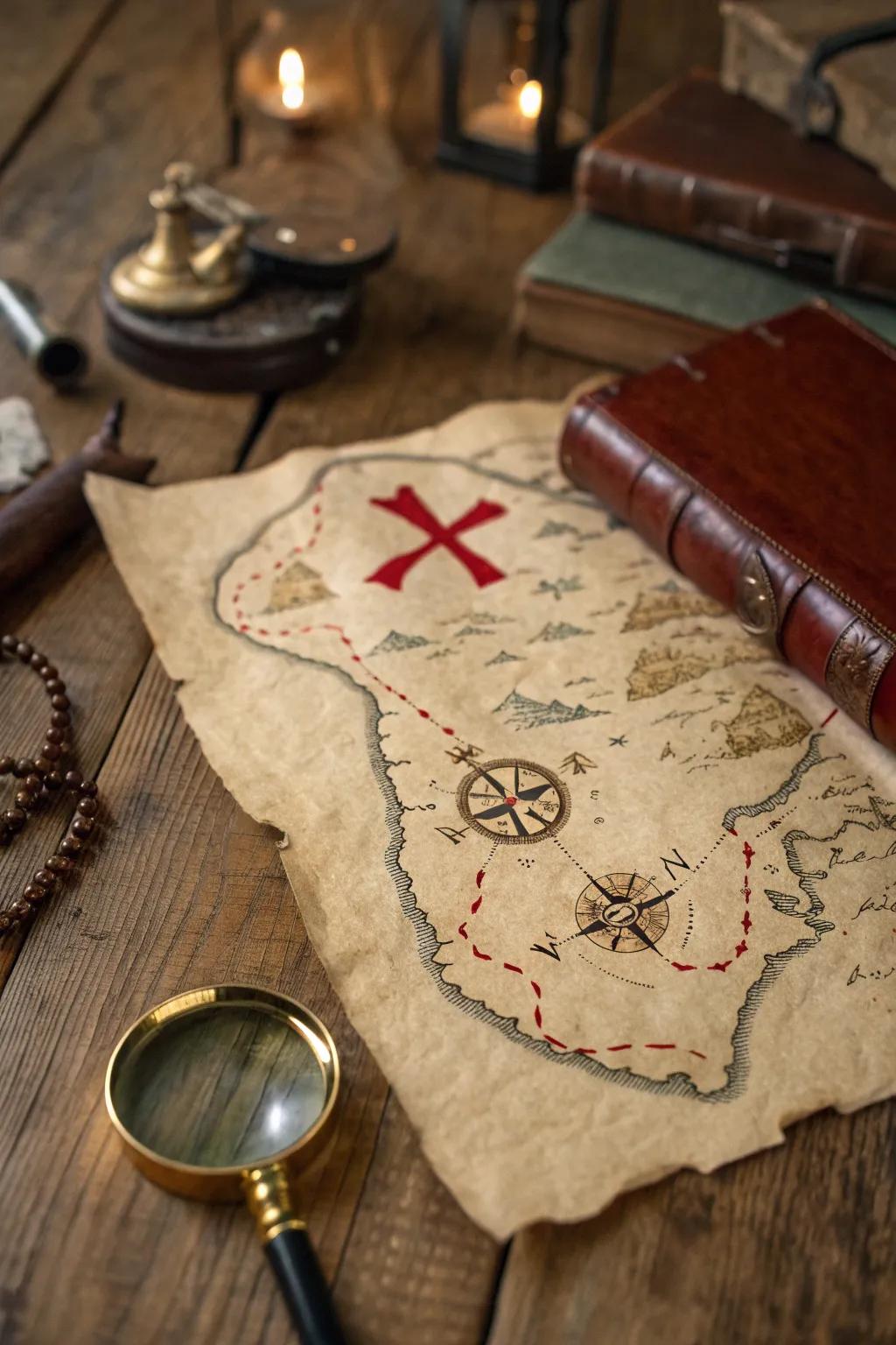 Embark on a thrilling quest with your very own treasure map. X marks the spot!