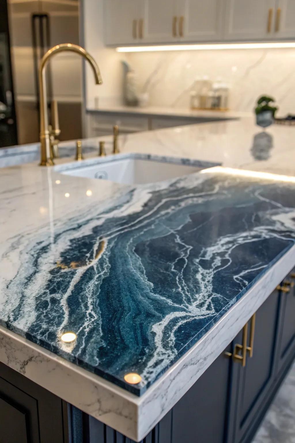 Transform your kitchen with the exquisite allure of epoxy elegance. #DIYCountertops #EpoxyArt
