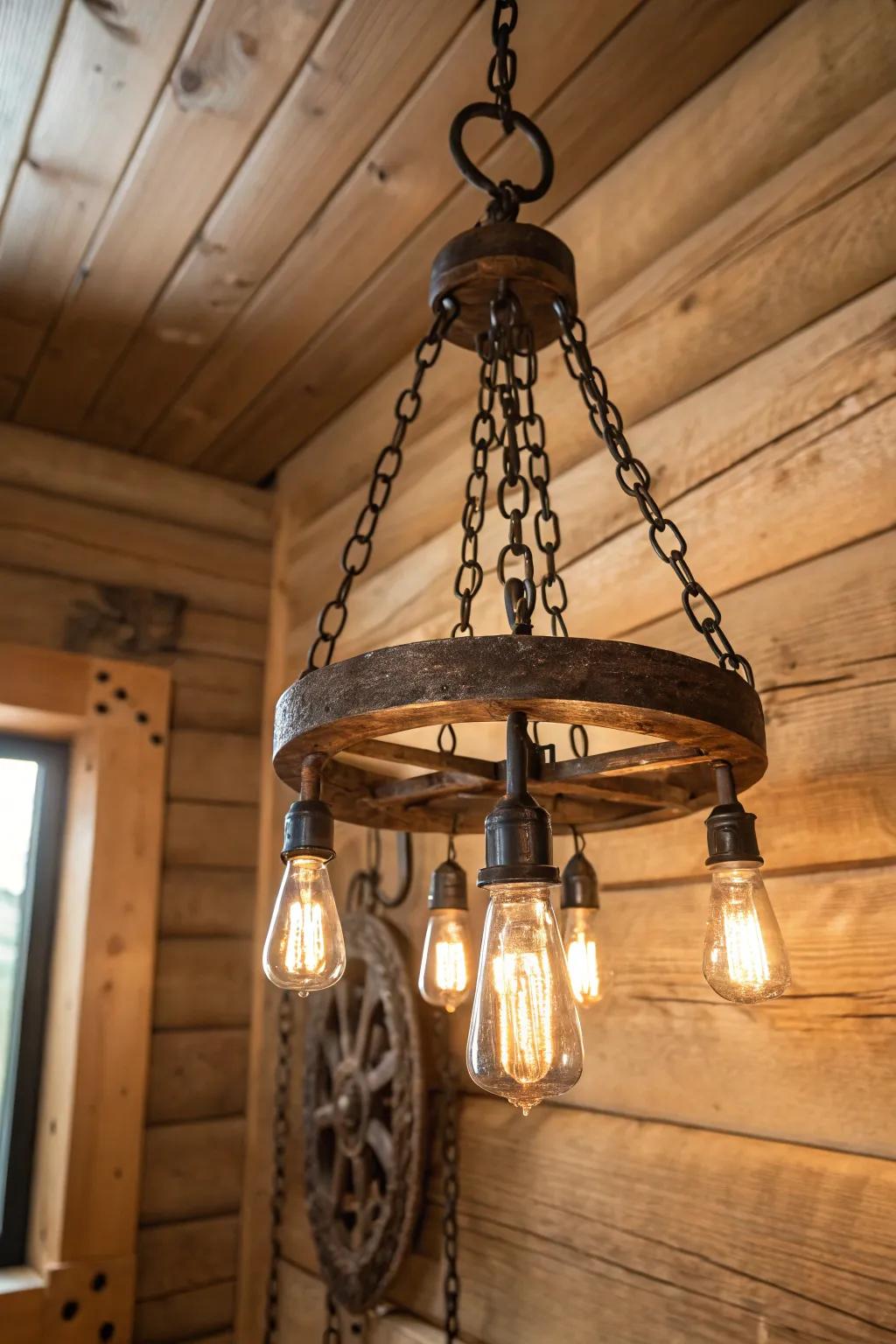 Elevate your bathroom with a touch of rustic elegance through vintage lighting fixtures.