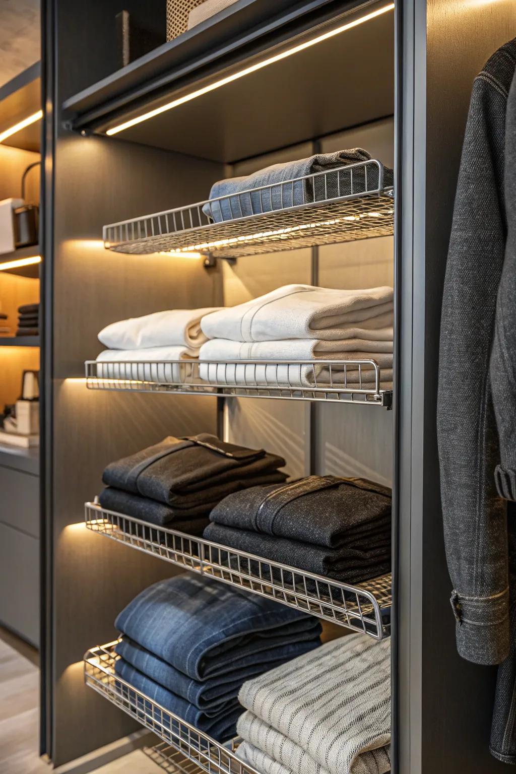Achieve closet perfection with clip-on dividers: Style meets organization.