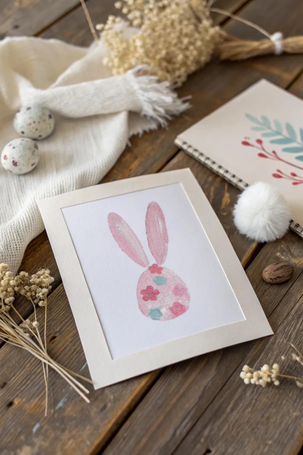 Create a personal touch this Easter with a charming handprint bunny card, blending minimalist elegance and playful whimsy.