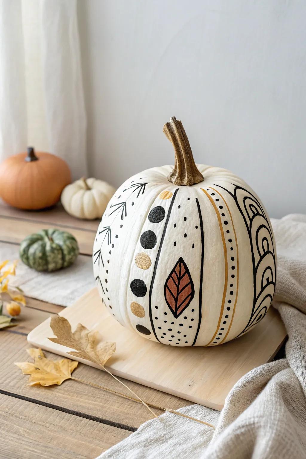 Elevate your fall decor with Scandinavian-inspired abstract pumpkin art.