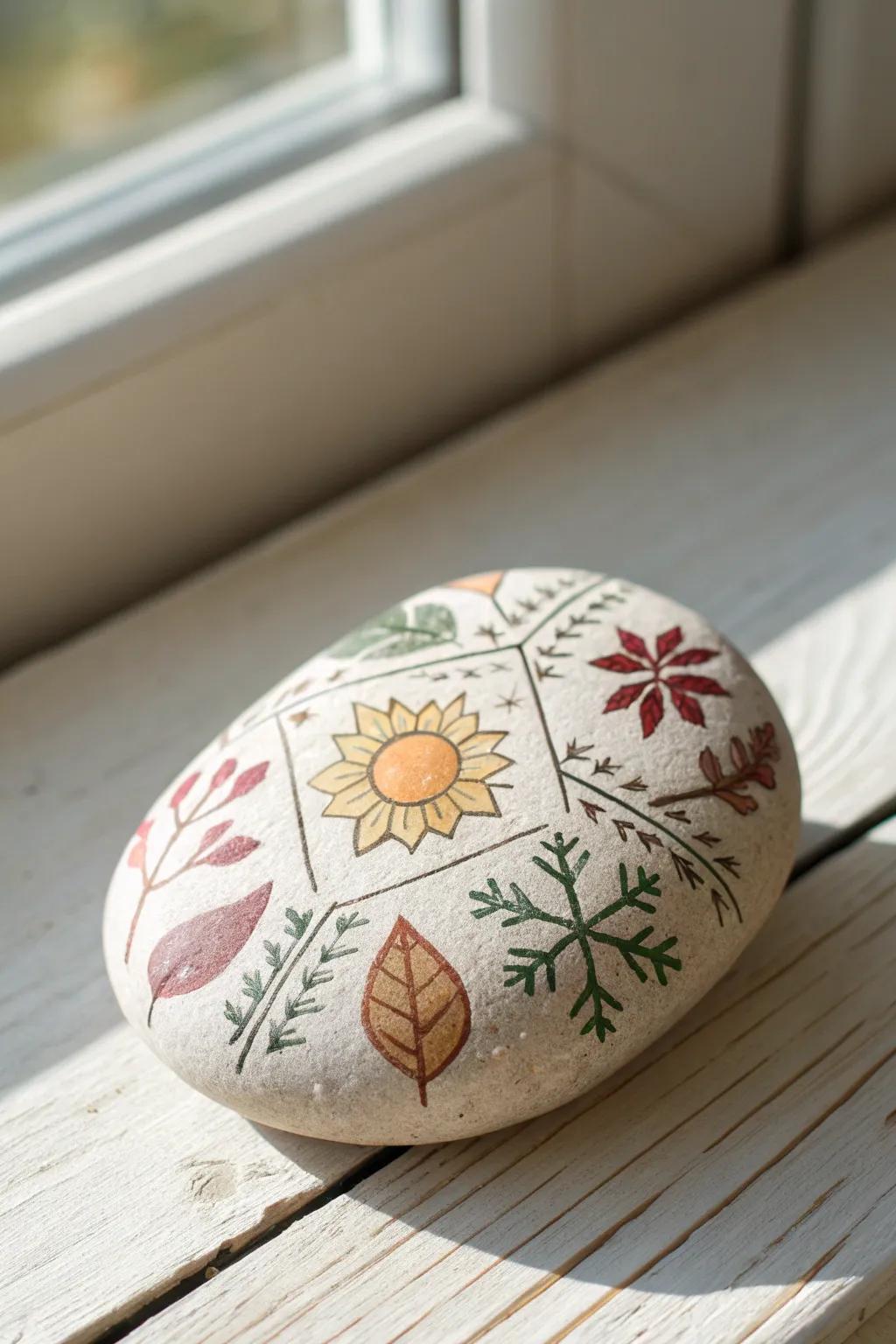 Capture the essence of every season with these beautifully crafted painted rocks, perfect for adding a touch of nature to your home decor.