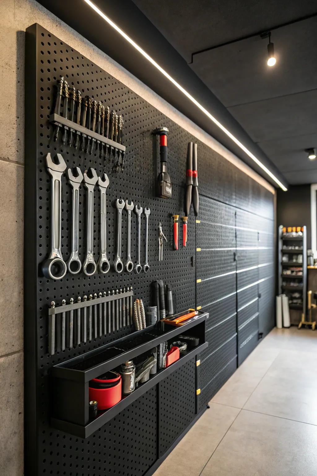 Transform your garage into a masterpiece of organization with versatile pegboards. #GarageGoals #ToolOrganization