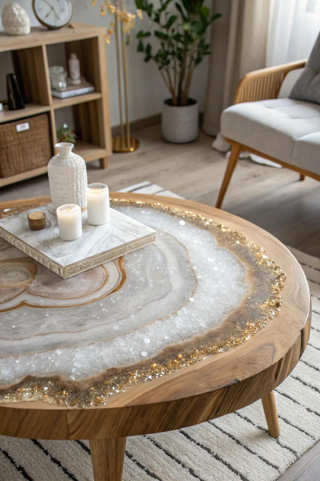 Discover the magic of geodes with this enchanting epoxy coffee table, where artistry meets nature.