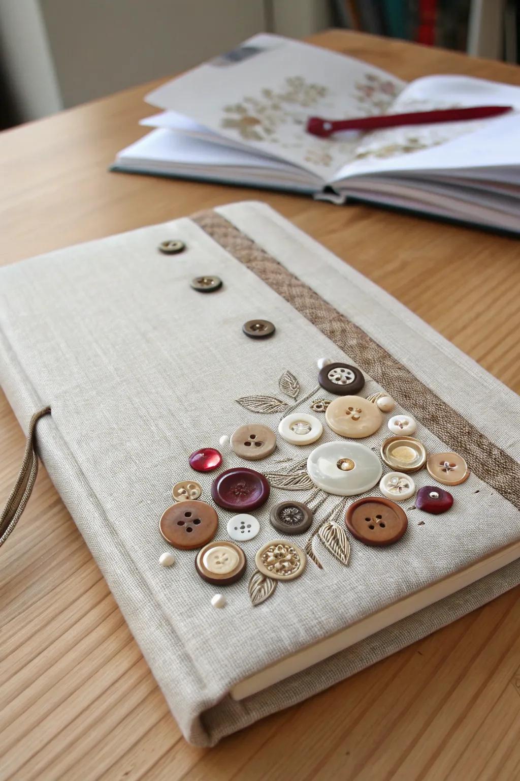 Add a touch of nostalgia to your reads with a charming vintage button closure.