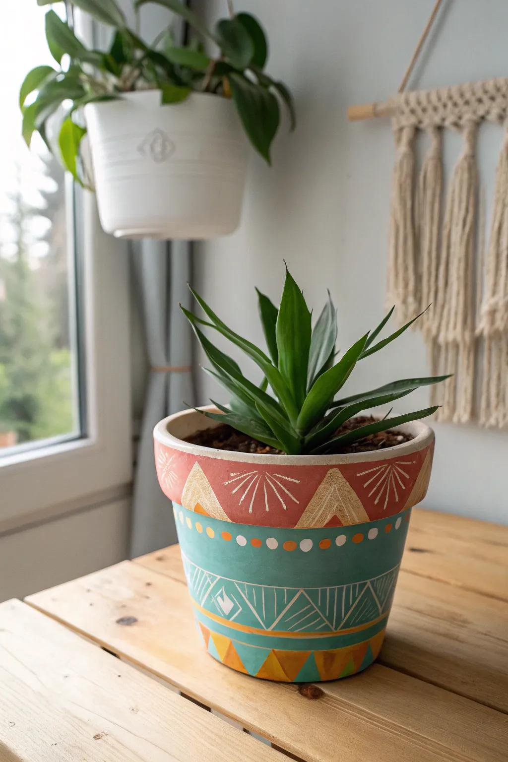 Brighten your space with this vibrant, handcrafted flower pot—a perfect blend of Scandinavian minimalism and boho charm.