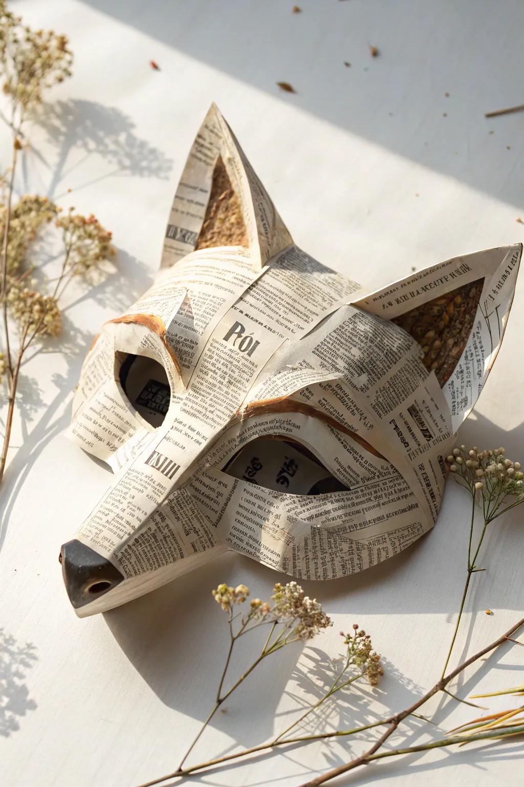 Transform yesterday's news into a stunning fox mask with eco-friendly flair. #CraftedBeauty