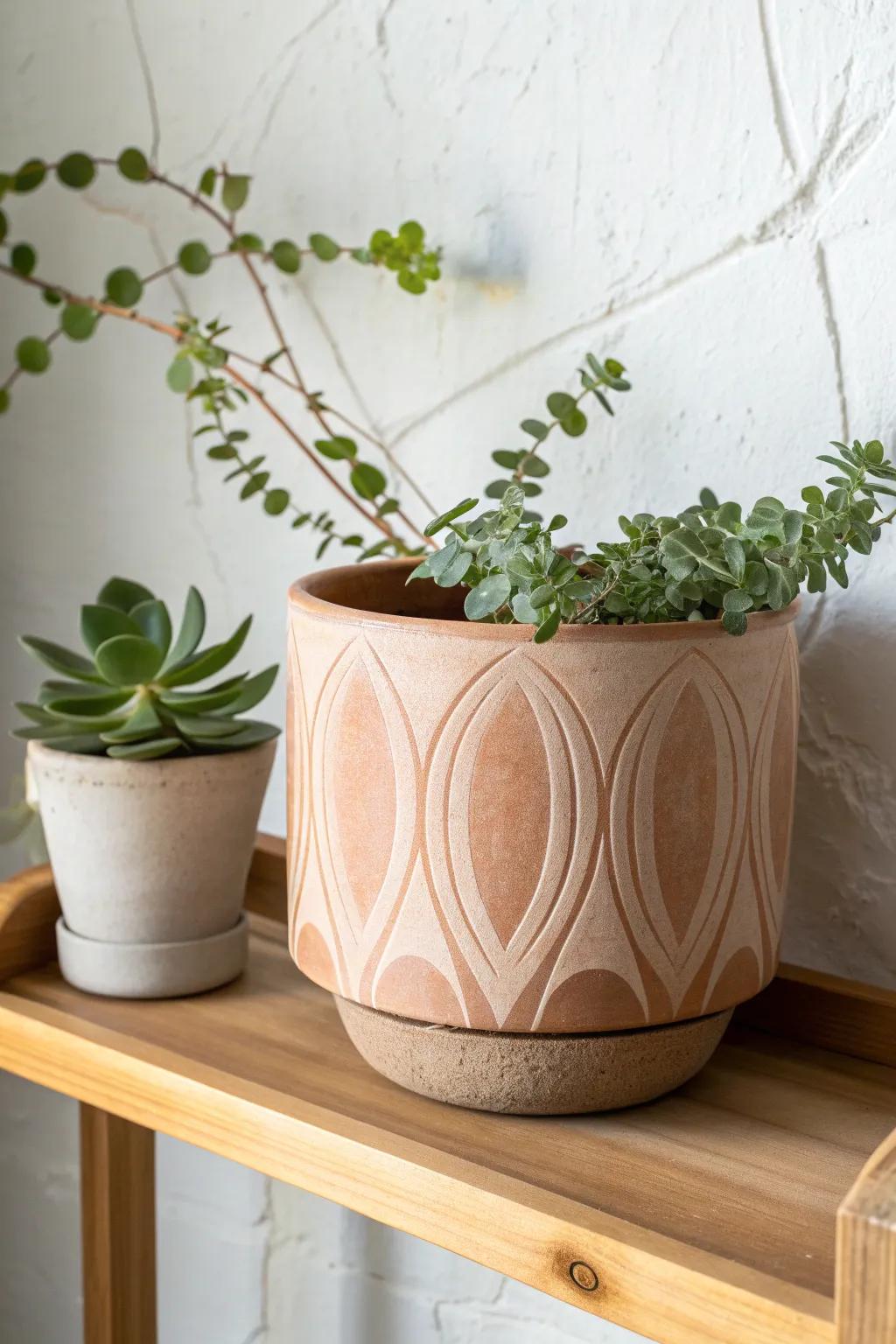 Embrace nature indoors with this uniquely crafted ceramic planter—where simplicity meets artistic flair.