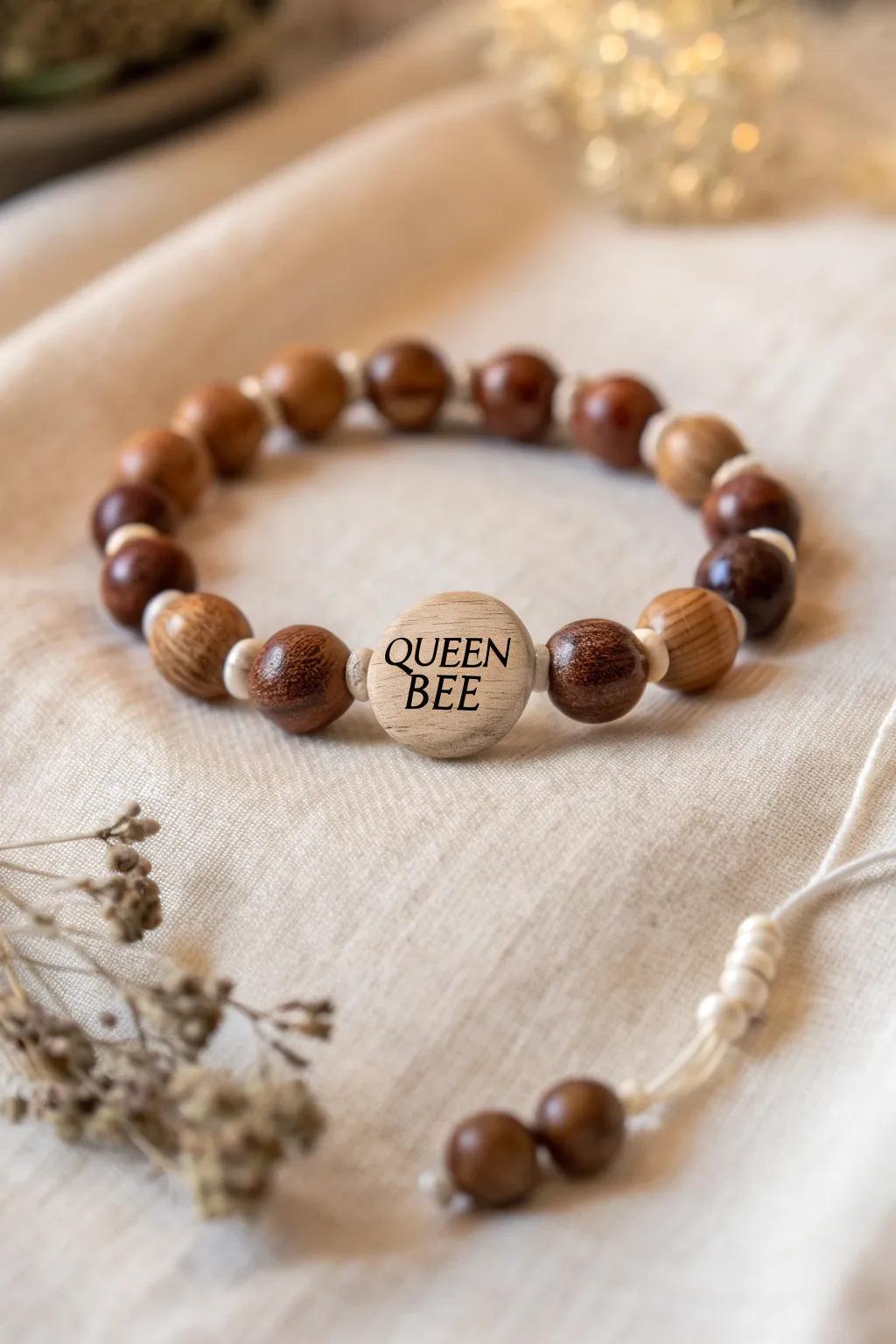 Wear your crown with the 'Queen Bee' bead bracelet – a cheeky charm for the ruler of the hive.