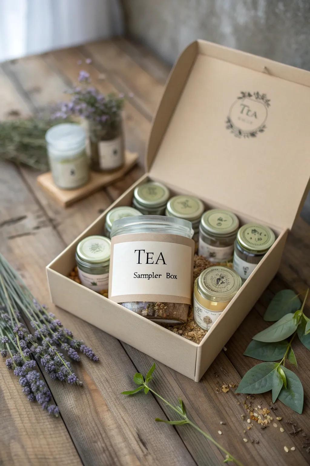 Savor the simplicity and elegance of an artisan tea sampler, a perfect gift for moments of tranquility.