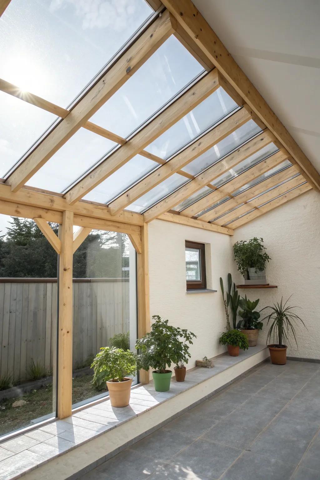 Embrace simplicity and sunlight with a lean-to greenhouse that beautifully complements your home.