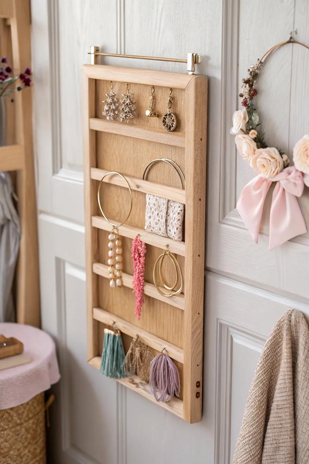 Elevate your space with this chic over-the-door hair accessories organizer—where style meets functionality in the most beautiful way.