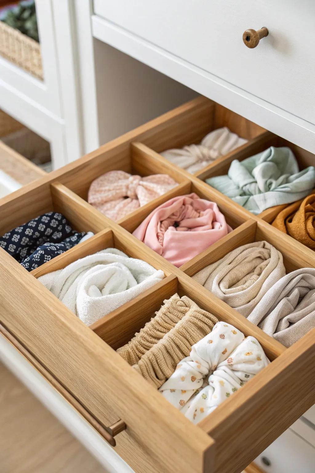 Transform your drawer into a minimalist masterpiece with these elegant headband organizers!