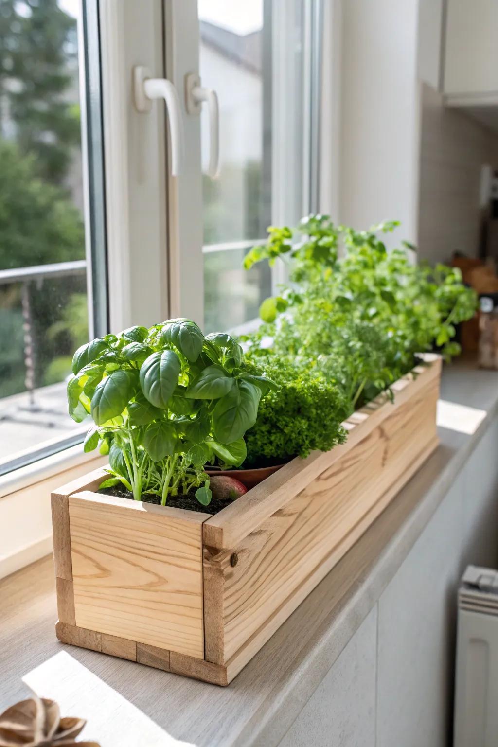 Bring the garden to your kitchen with a charming culinary window box—fresh herbs at your fingertips!