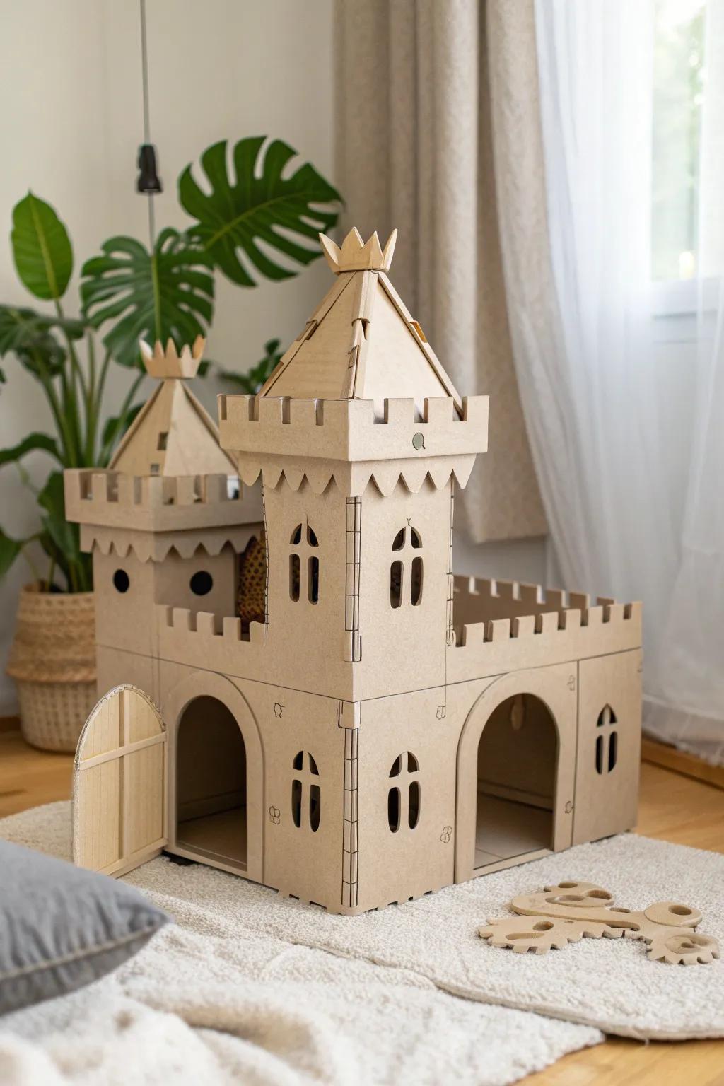 Turn your feline into royalty with a handcrafted cardboard castle fit for a king or queen.