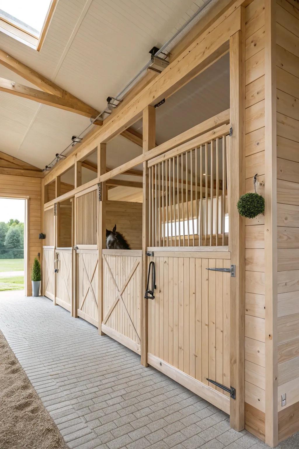 Embrace the open-air elegance of minimalist design with this beautifully crafted horse stall. 🐴✨ #ScandiBoho #EquineElegance