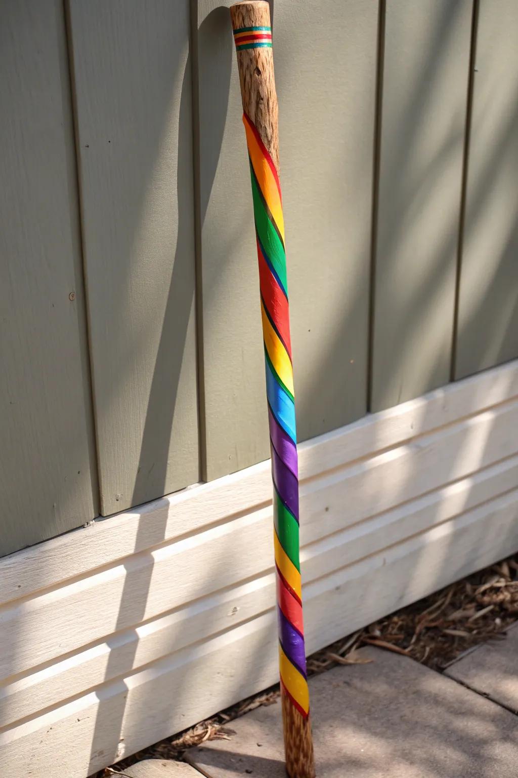 Brighten your path with a splash of color—embrace the art of a handcrafted walking stick.