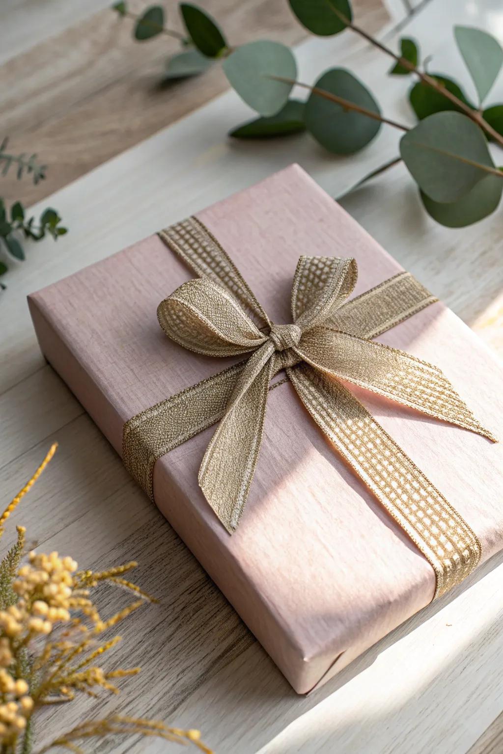 Elevate your gift wrapping with a chic diagonal bow, where simplicity meets elegance.