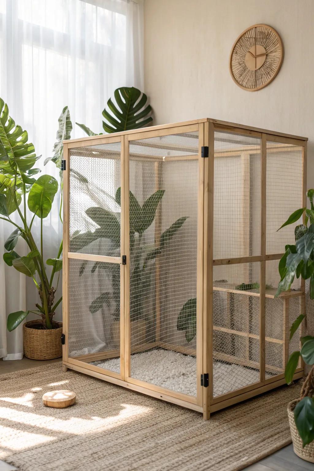 Elevate your iguana's home with this stunning open concept enclosure, where simplicity meets natural beauty.