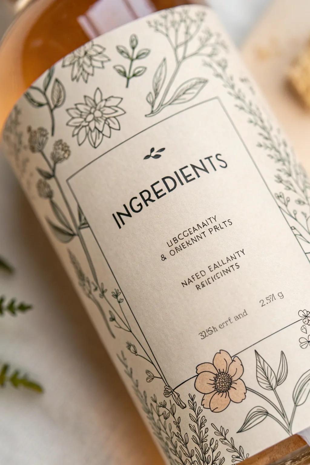 Transform your labels into art with minimalist floral touches.