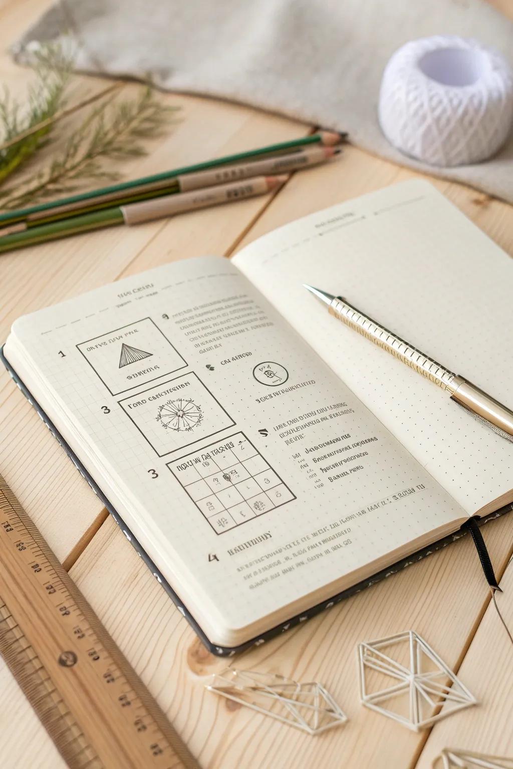 Transform your sketchbook into a stunning reference guide with detailed instructional diagrams. #MinimalistDesign #CreativeCraftsmanship