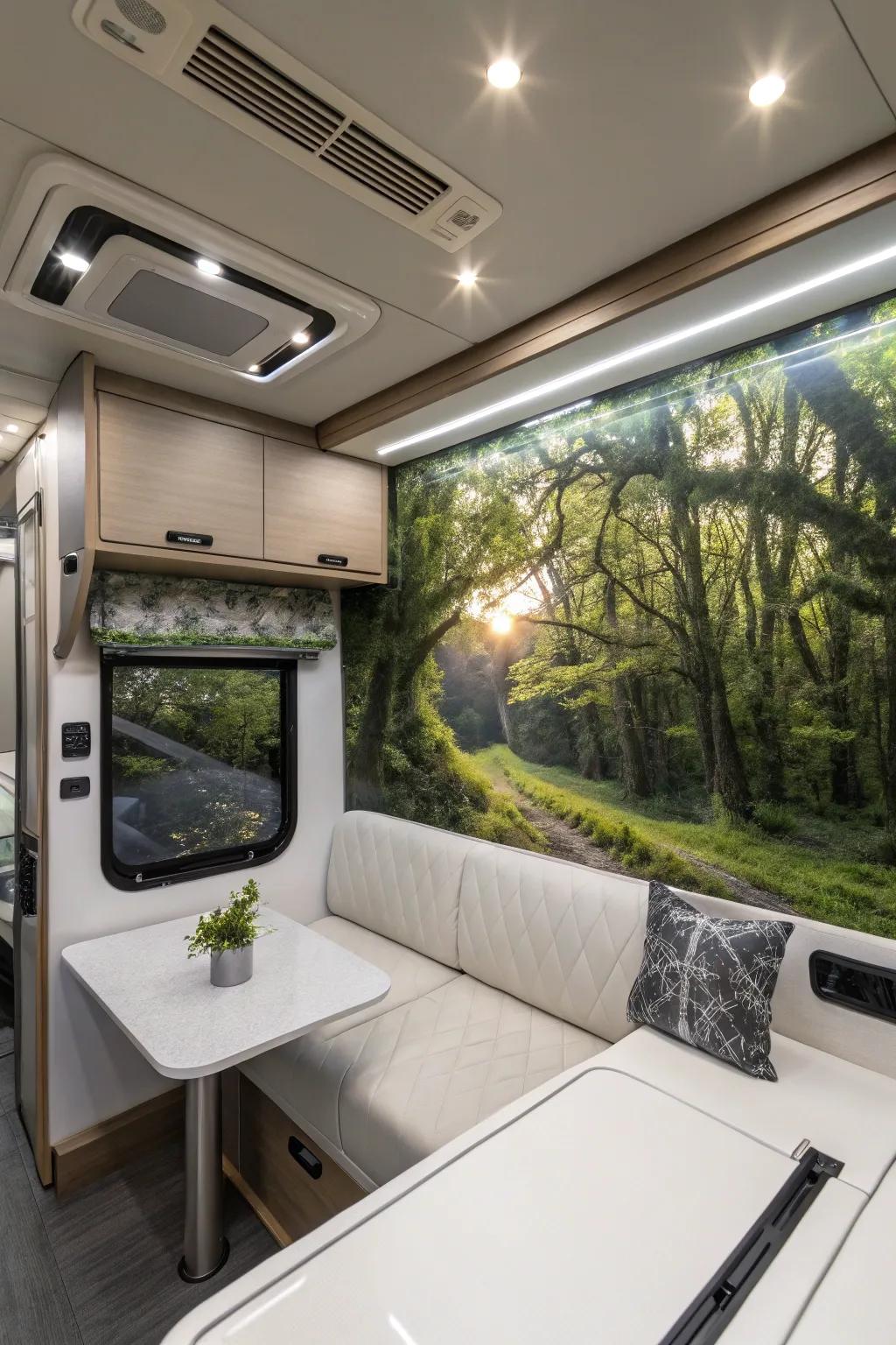 Elevate your camper van style with striking nature-inspired wall decals for a touch of personality and charm.