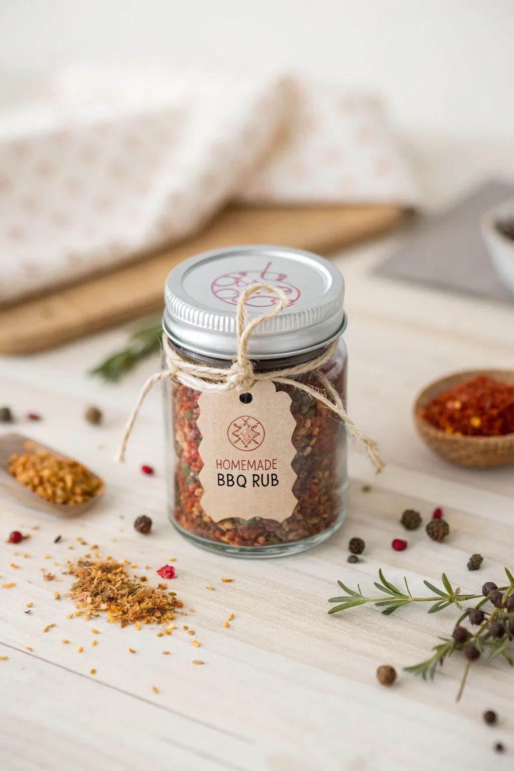 Spice up Dad's grill game with a handcrafted BBQ rub in a beautifully labeled jar—simple, personal, and full of flavor!