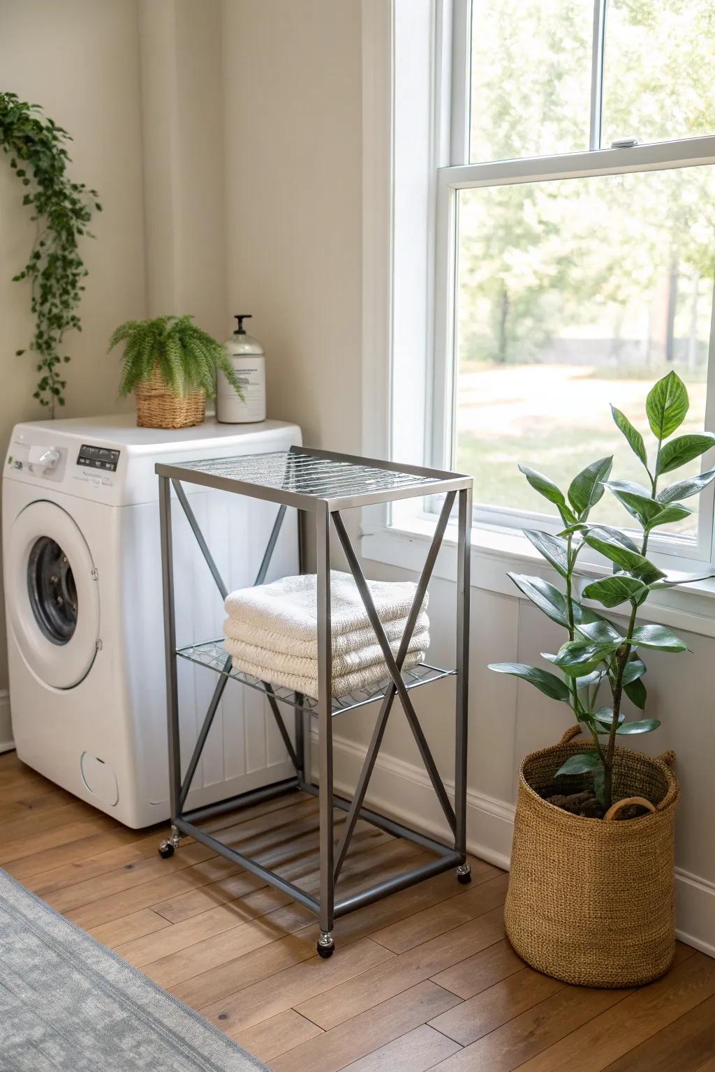 Elevate your laundry space with a touch of industrial elegance and minimalist design.