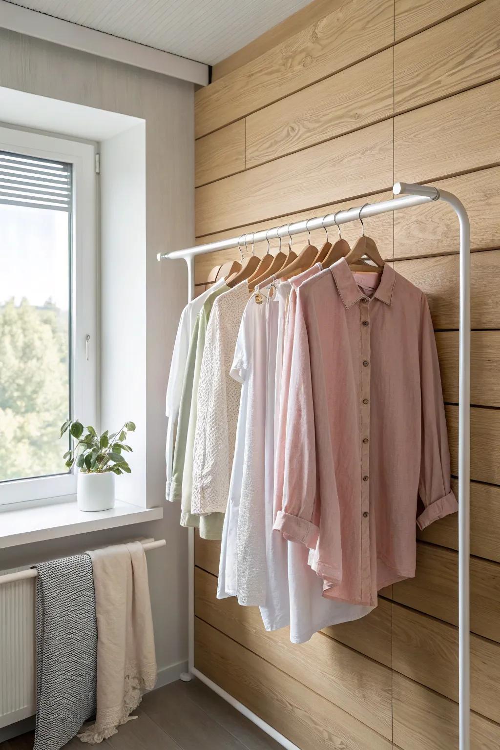Effortless elegance in your laundry space - simplicity meets style with a minimalist closet rod.