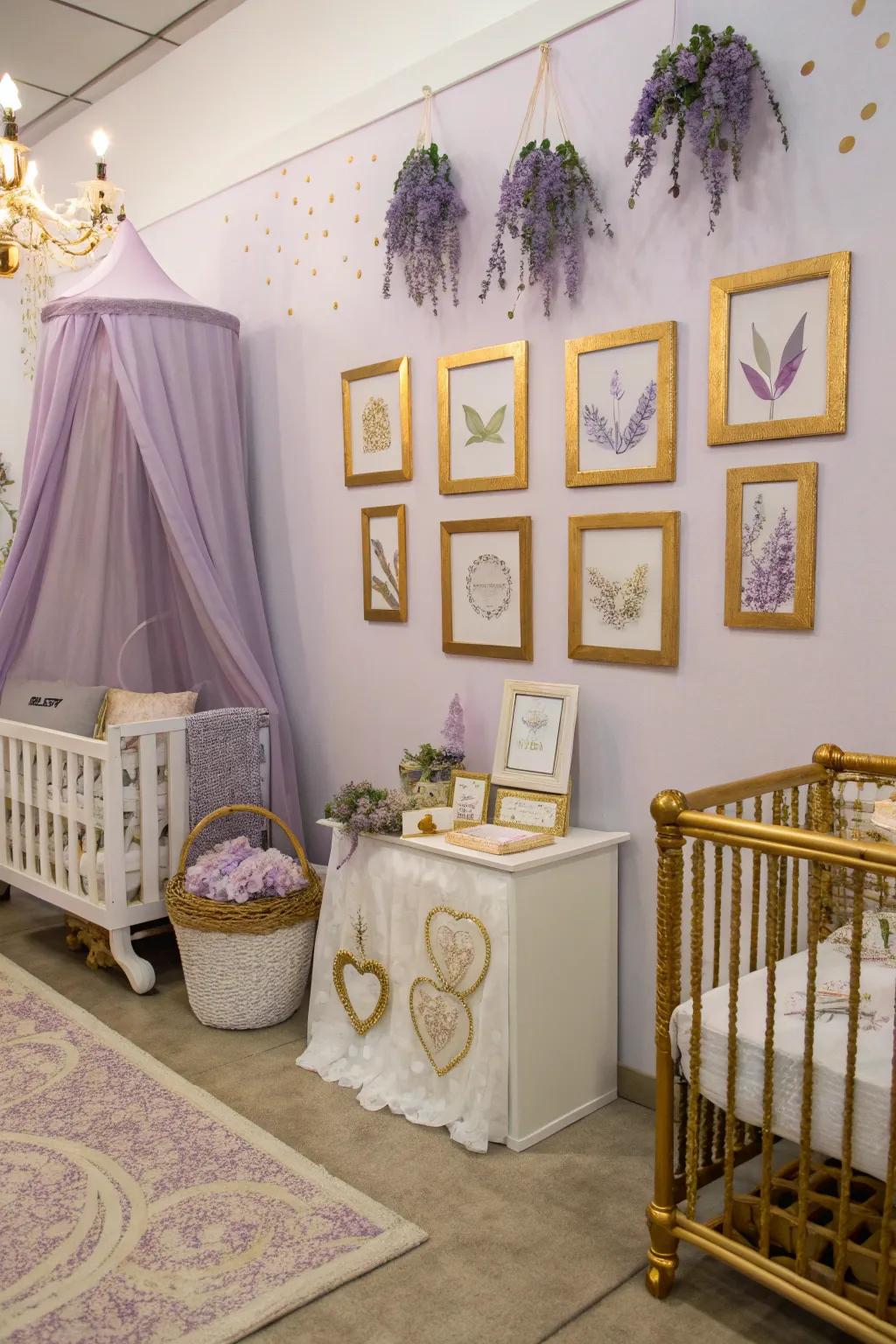 Gold accents bring elegance to the nursery.