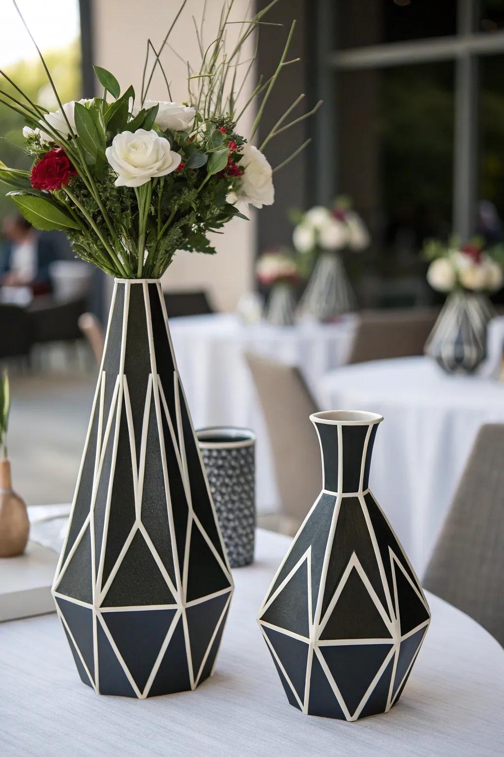 Minimalist geometric shapes add modern intrigue.