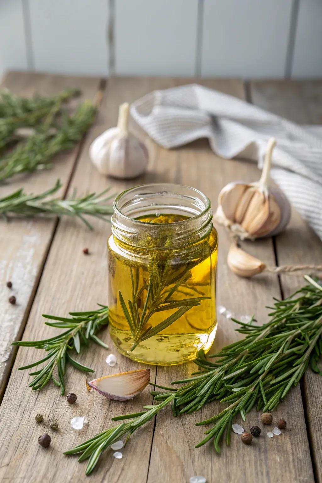 Elevate your holiday gifting with the elegance of infused olive oil in a charming mason jar.