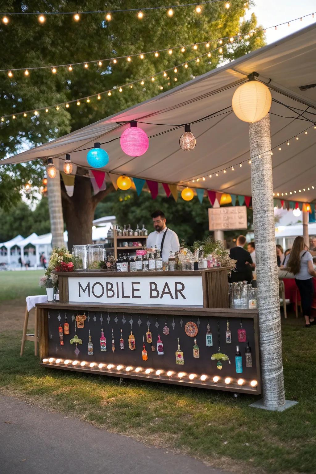 Personalized touches add character to this mobile bar.