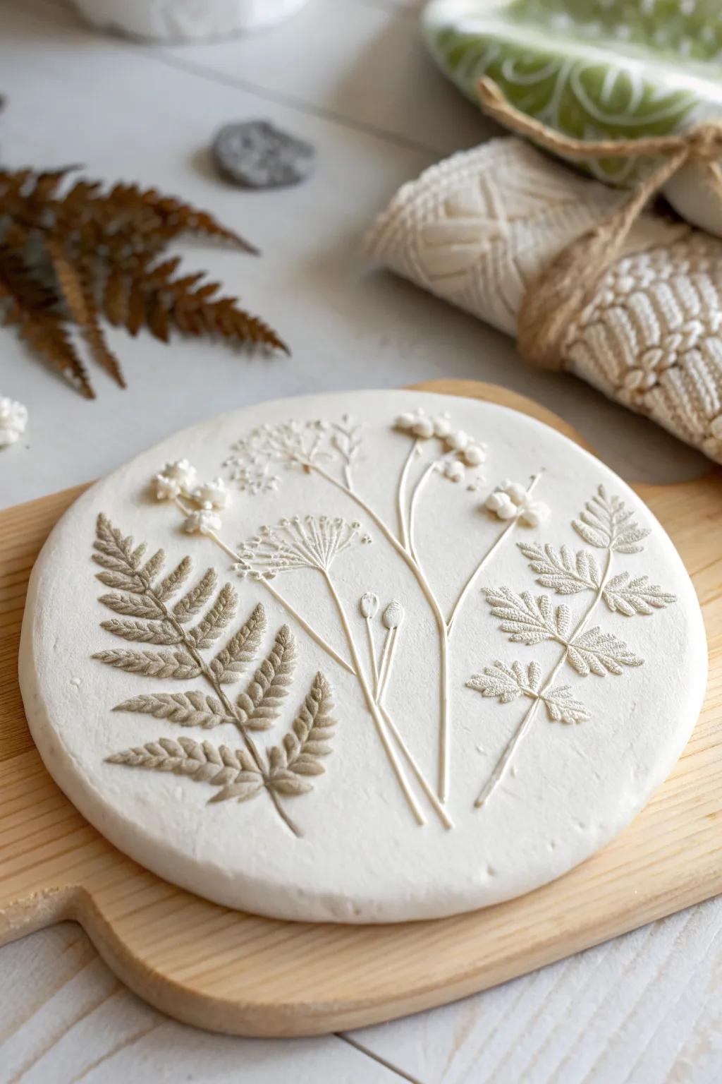 Capture nature's elegance with simple clay impressions. 🌿✨