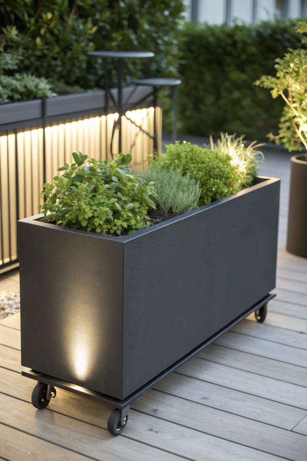 Elevate your garden game with stylish mobile planters. Perfect for a dynamic outdoor setup!
