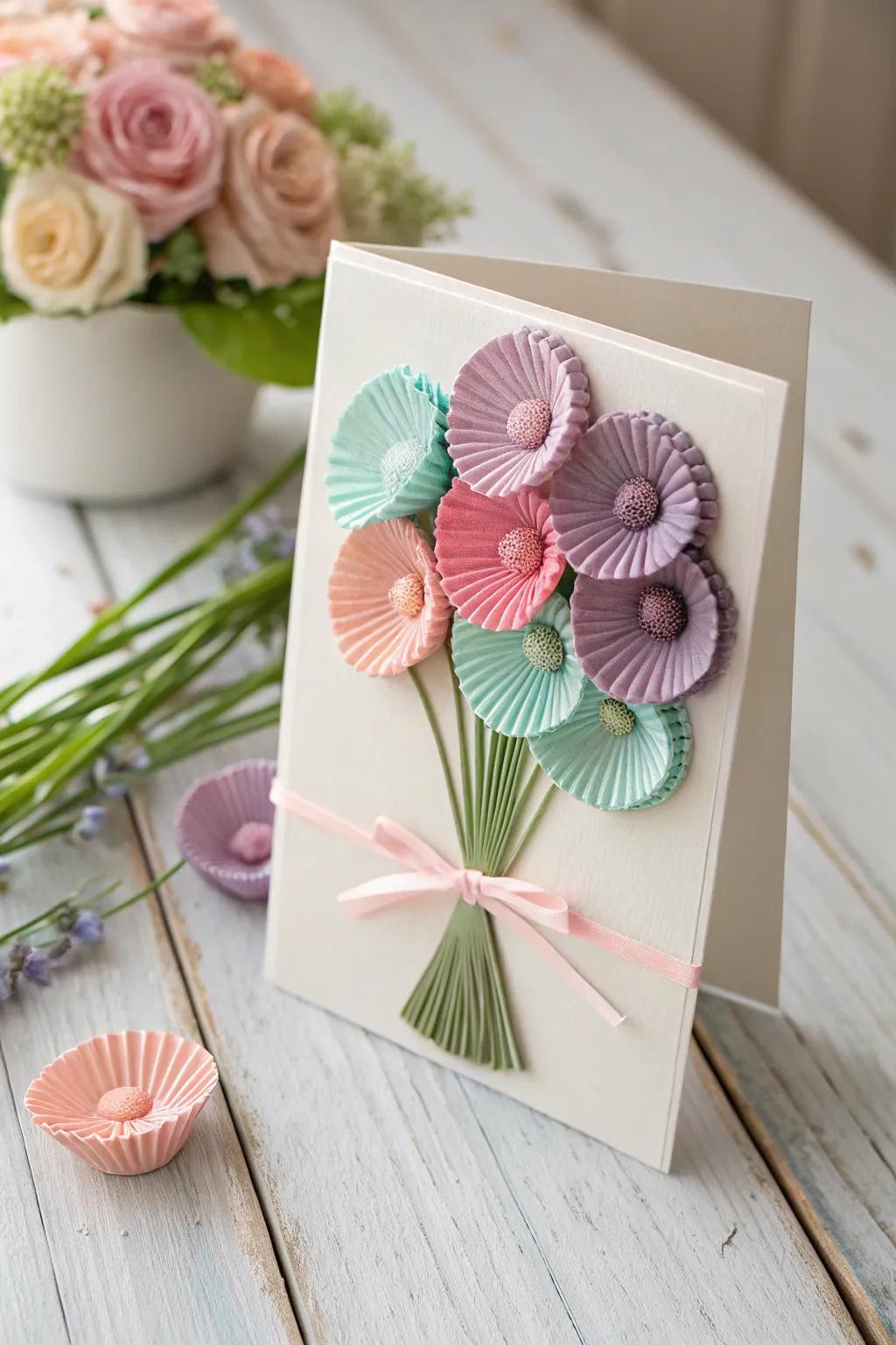 Celebrate Mother's Day with a touch of handmade charm! 🌸 Craft a cupcake liner bouquet card that's as delightful as it is simple. #MothersDayCrafts #MinimalistBeauty