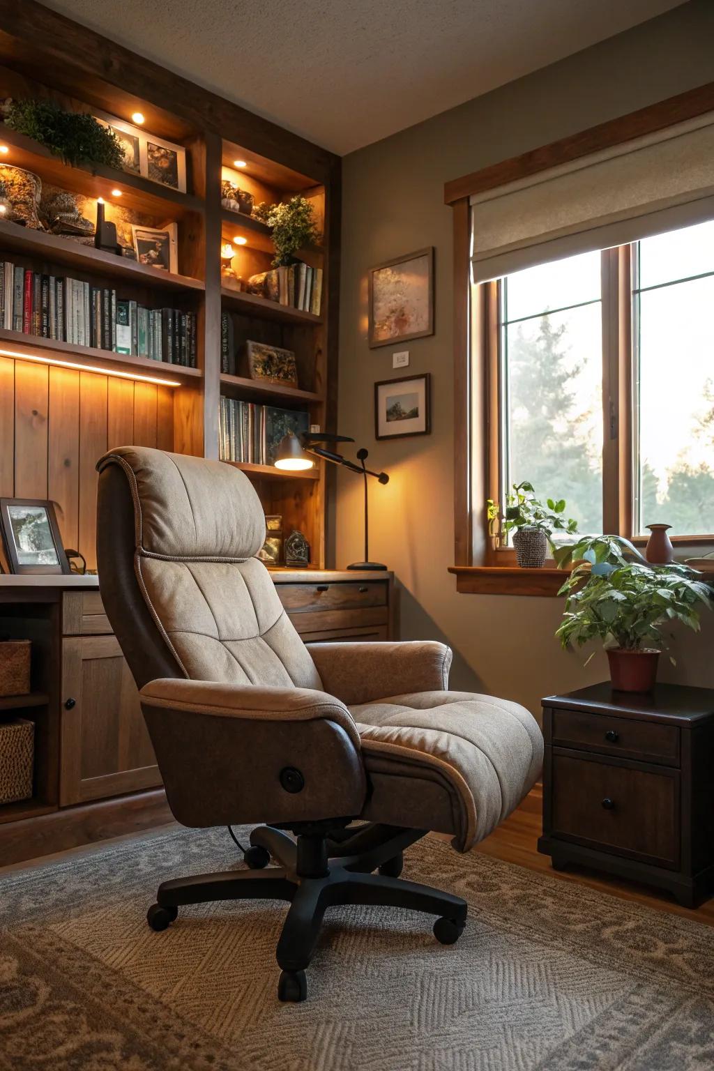 Recliner chairs turn your office into a haven of comfort.