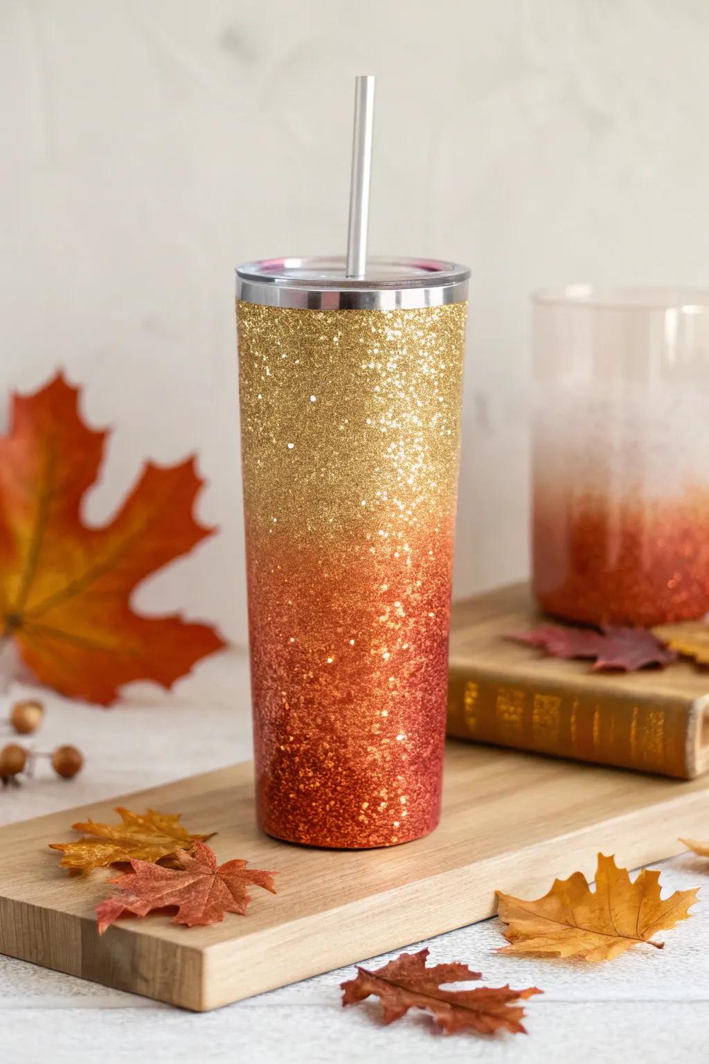 Sip in style this autumn with our enchanting ombre tumbler, the perfect blend of fall hues and boho elegance!