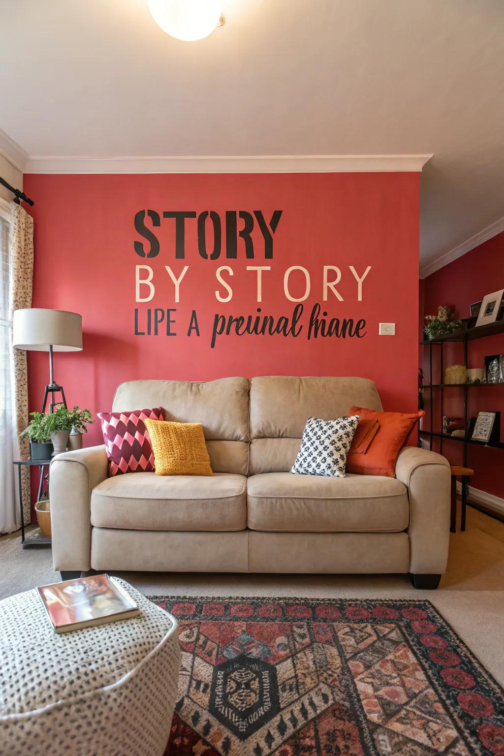 A striking statement wall that highlights the couch.