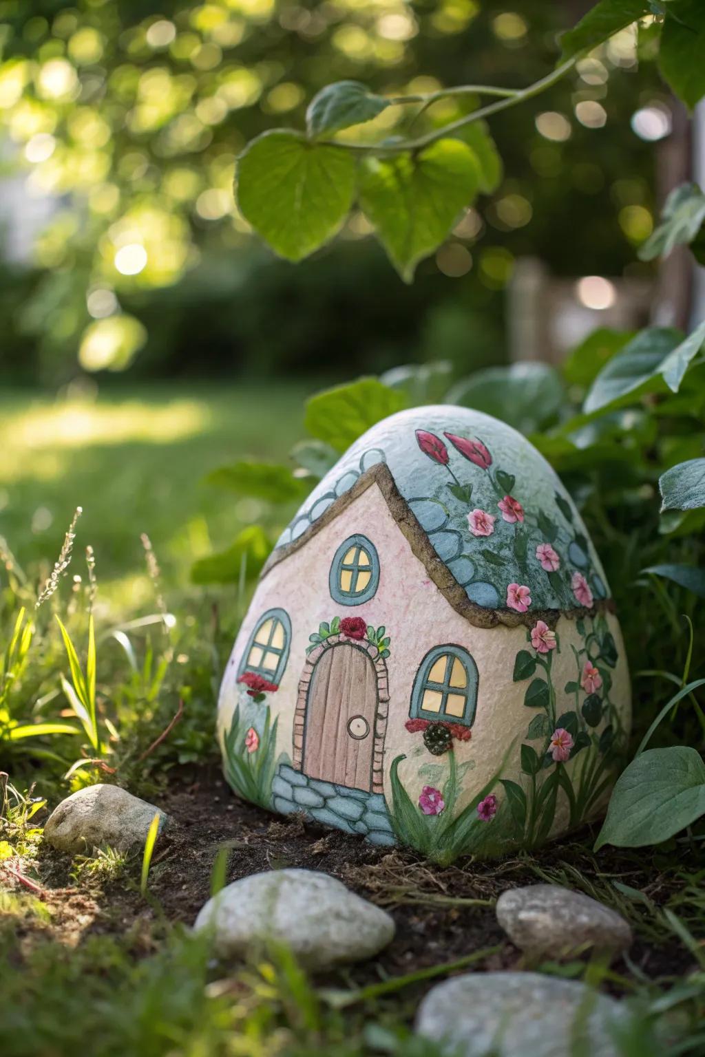 Enchant your garden with a touch of magic—create your own fairy tale cottage from painted rocks!