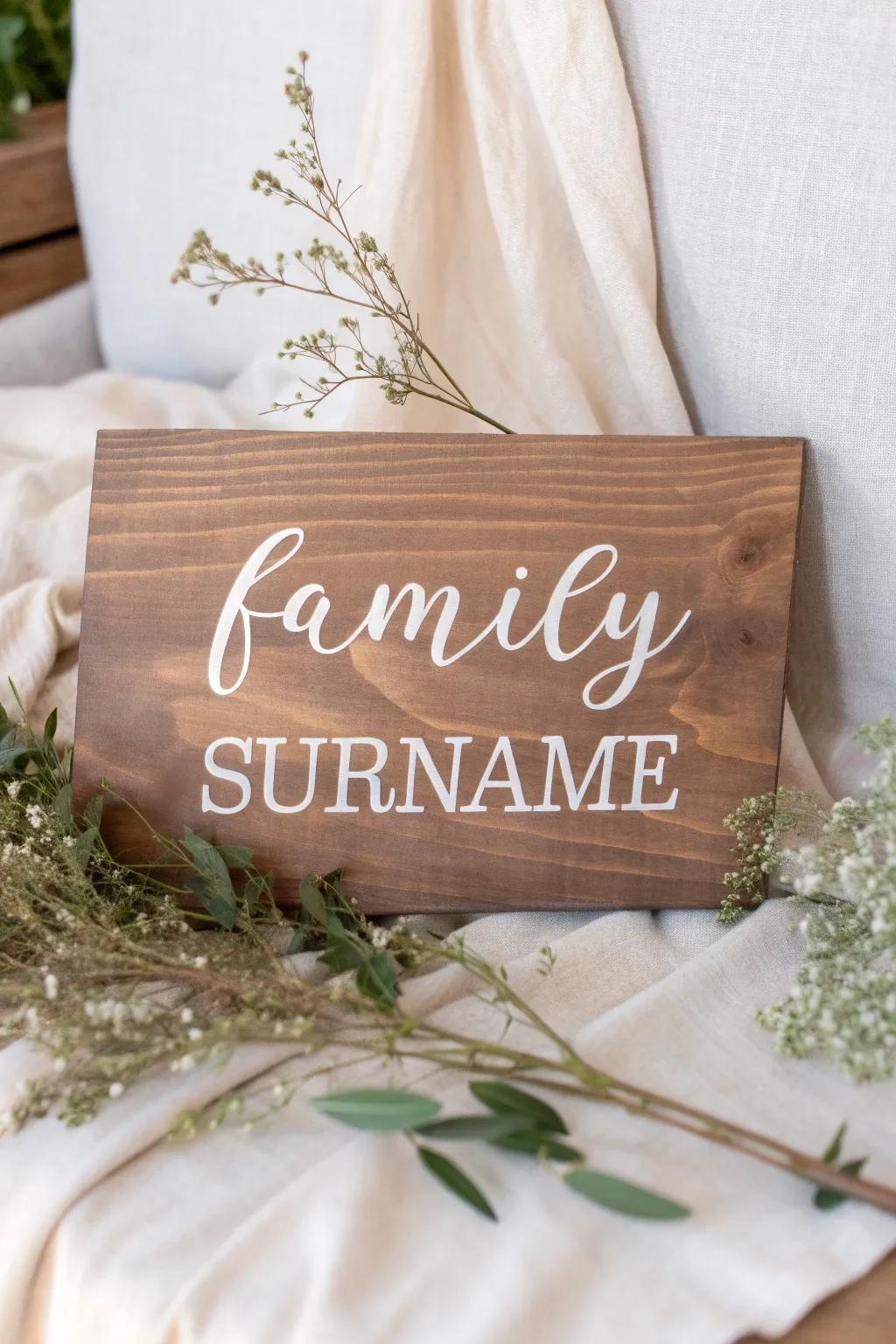 Celebrate your family's identity with a beautifully crafted wooden name sign that adds a personal touch to your home.