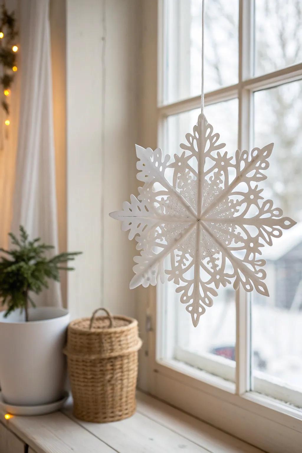 Embrace the magic of winter with handcrafted waxed paper snowflakes, perfect for adding a touch of ethereal beauty to your space.