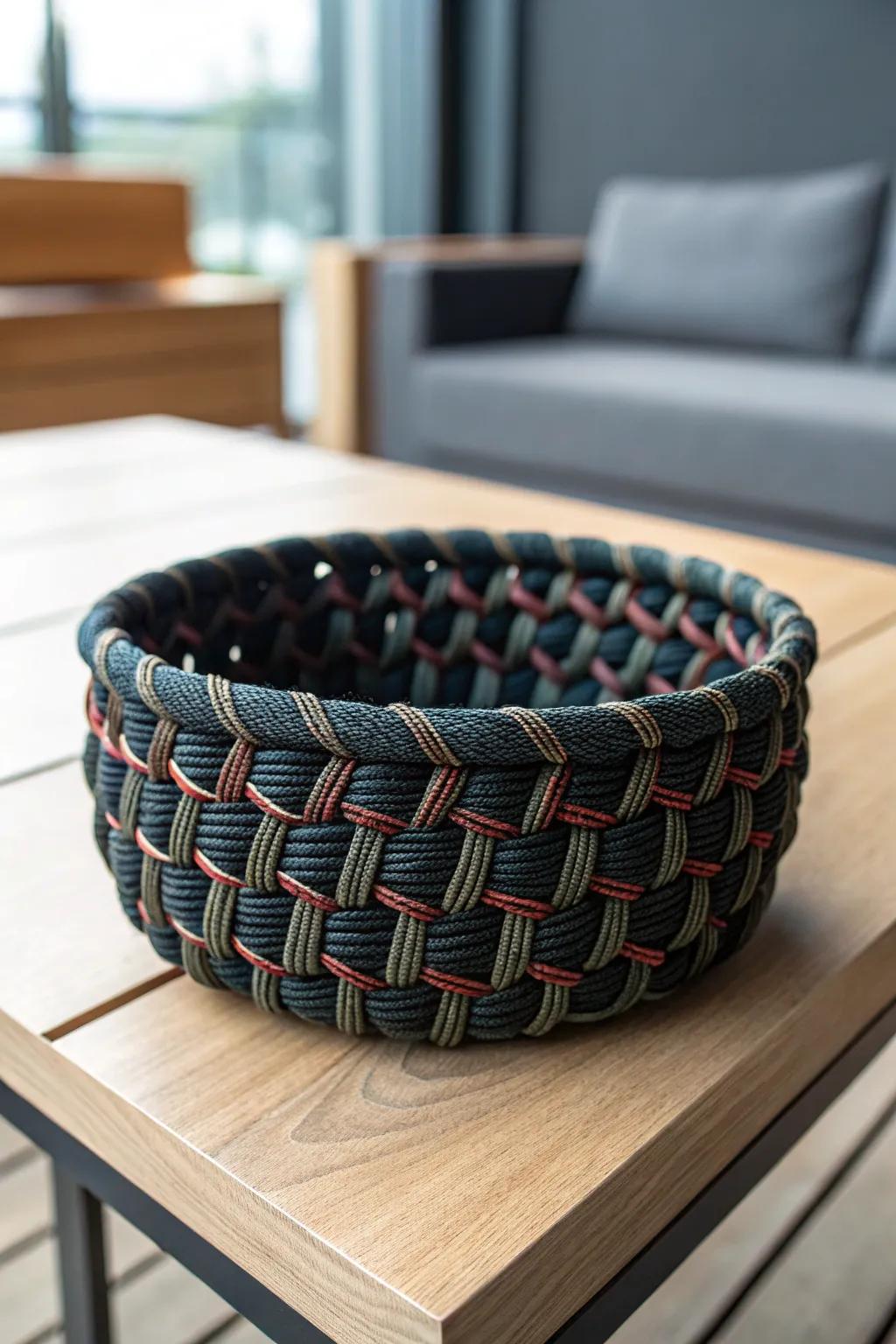 Elevate your space with a paracord basket that's as stylish as it is practical.