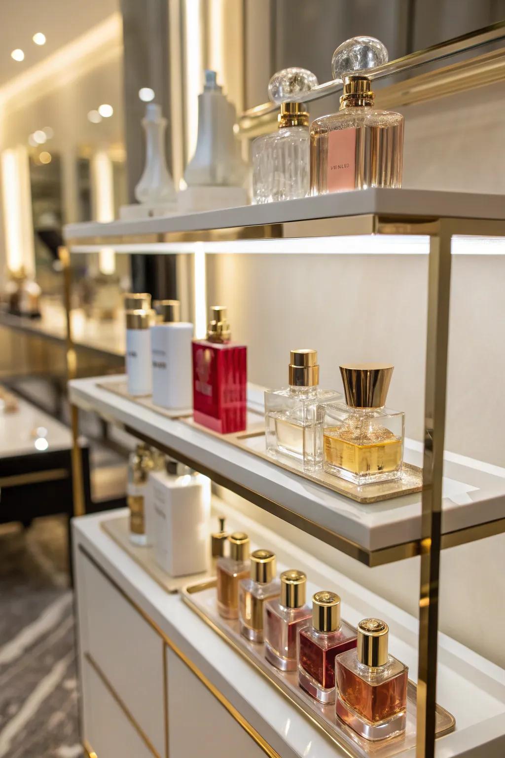 Tiered shelves create an organized and visually appealing display.