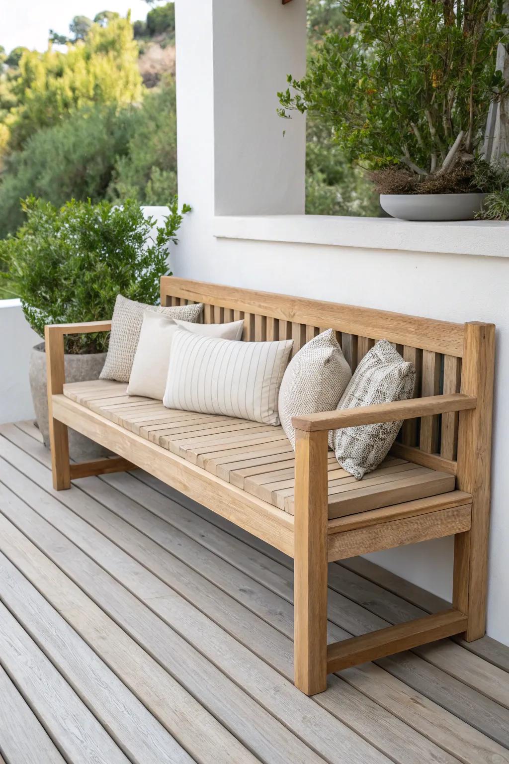 Elevate your outdoor space with built-in seating that blends simplicity and comfort. 🌿✨