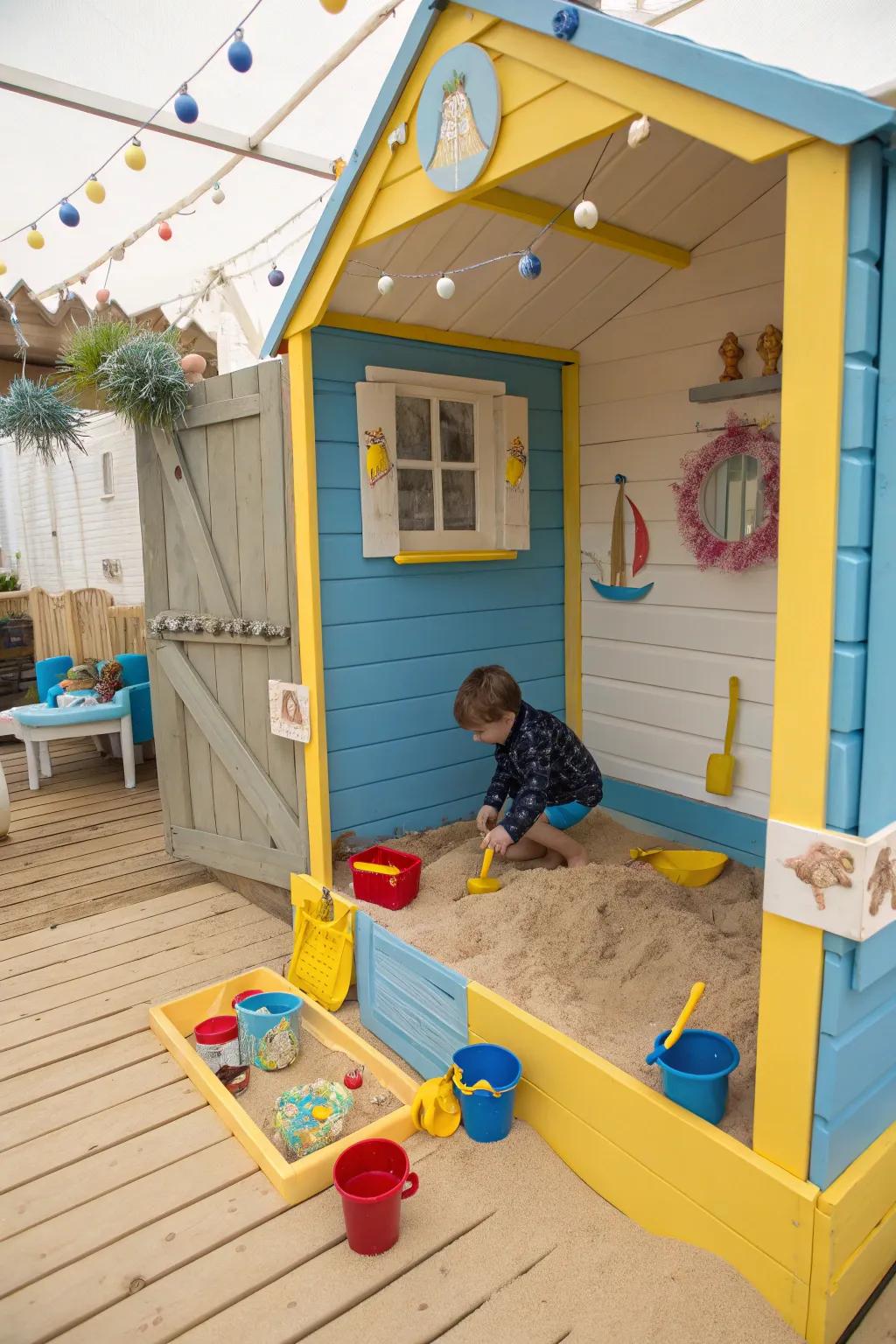 A sandy floor adds a playful, beachy feel to any playhouse.