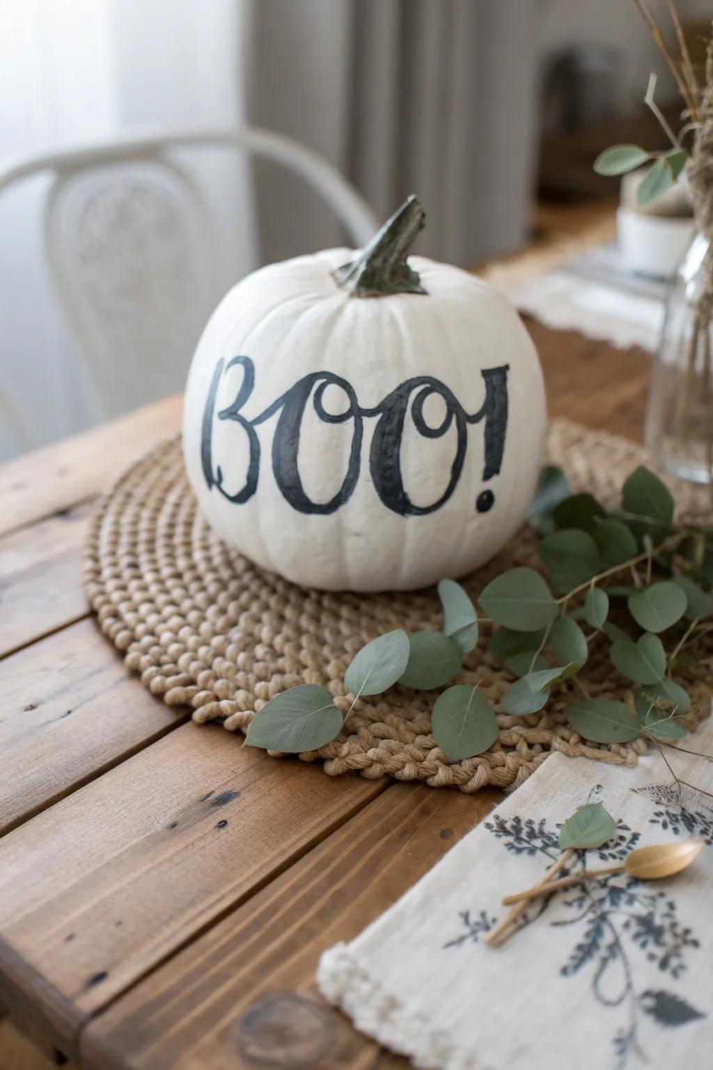 Elevate your Halloween decor with simple yet spooky elegance. #PumpkinArt #ScandiBoho